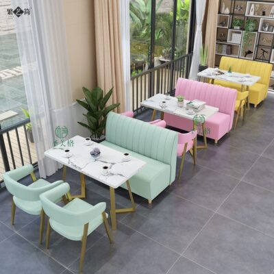 Cửa Hàng Trà Sữa Thẻ Ghế Sofa Thông Thường Bàn Cafe Quán Ăn Vặt Món Tráng Miệng Cửa Hàng Lẩu Ánh Sáng Kết Hợp Bàn Ghế Cao Cấp