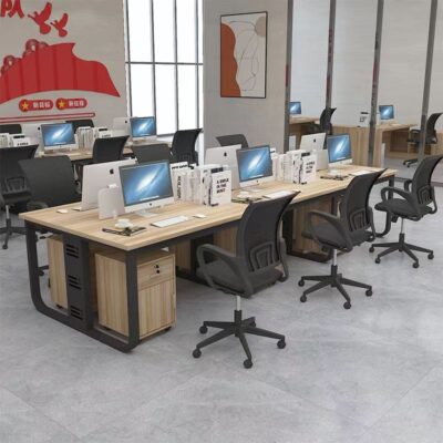 Bàn làm việc nhân viên bàn máy tính bàn kết hợp màn hình bàn ghế bàn 4 người 6 người đơn giản hiện đại