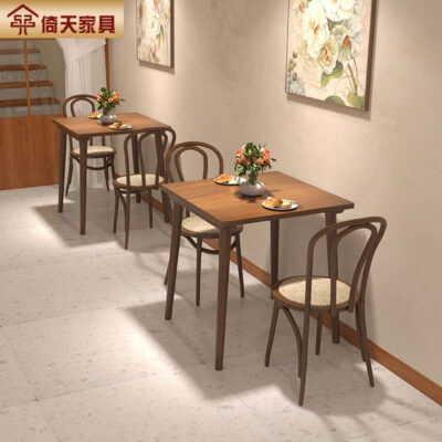 Yitian nhà hàng tối giản hiện đại bàn ghế ăn bằng gỗ nguyên khối bán buôn bàn ghế quán trà sữa quán cà phê bàn vuông bàn ăn nhà hàng