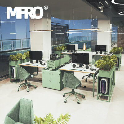 Bàn nhân viên văn phòng đôi 4 chỗ kết hợp bàn ghế văn phòng 4/6 ghế nhân viên màn hình ngăn bàn