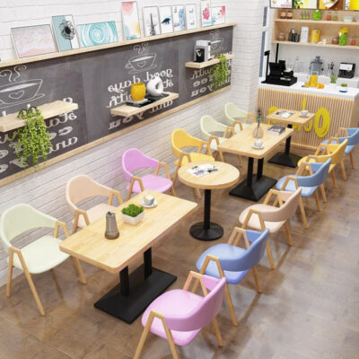 Ghế ăn tối giản hiện đại sắt giả gỗ chắc chắn ghế nhà tựa lưng ins ghế lưới tựa lưng màu đỏ ghế trà sữa xuyên biên giới