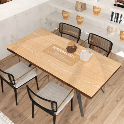 Đơn giản màu sắc tự nhiên vân gỗ chống thấm nước và dầu mềm bằng nhựa thủy tinh khăn trải bàn nhà hàng nhà hàng cafe thảm trải bàn