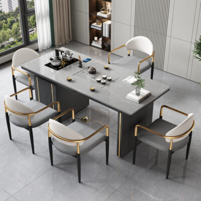 Bàn trà đá tấm sang trọng nhẹ nhàng kết hợp ban công bàn trà văn phòng tại nhà tích hợp hiện đại tối giản kung fu bàn trà nhỏ