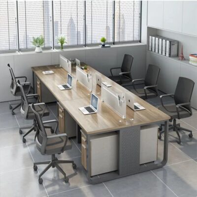 Bàn ghế nhân viên kết hợp hoạt động tài chính máy của nhân viên đối mặt với văn phòng bàn làm việc hiện đại đơn giản