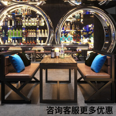 Retro Công Nghiệp Gió Nhà Hàng Thẻ Ghế Sofa Thịt Nướng Thương Mại Bàn Ăn Cafe Thanh Nhạc Rõ Ràng Thanh Bàn Ghế Kết Hợp