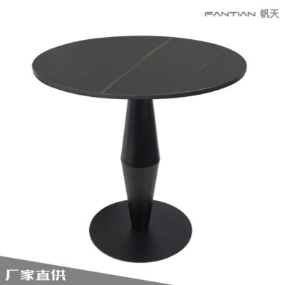 Nhà máy trực tiếp cung cấp sắt sơn đen chân bàn hình đặc biệt lưới sáng tạo bảng đá đỏ bàn ăn bàn ăn tròn tối giản hiện đại