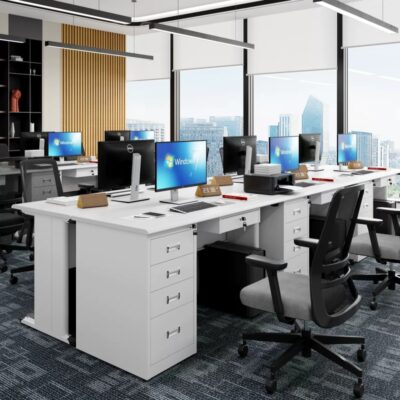 Bàn làm việc bằng thép dày Bàn máy tính nhân viên đơn 1,4m Bàn tài chính 1,6m có ngăn kéo và khóa