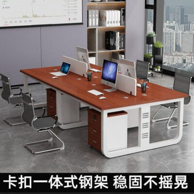 Bàn nhân viên đơn giản, hiện đại Bàn 4 người 6 chỗ ngồi làm việc 4 người Bàn nhân viên kết hợp bàn ghế có màn hình