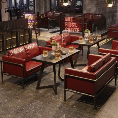Thẻ ghế sofa quán trà sữa quán cà phê nhà hàng thịt nướng bàn ăn hộ gia đình công nghiệp phong cách retro thanh bàn ghế kết hợp