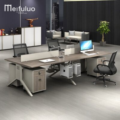Bàn nhân viên công ty đơn giản, hiện đại khung thép 4-6 người nhân viên văn phòng ghế nội thất văn phòng kết hợp bàn ghế