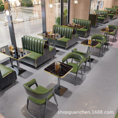Retro Thanh Nhà Hàng Sofa Bàn Ghế Kết Hợp Âm Nhạc Ăn Thanh Tráng Miệng Cafe Quán Trà Sữa Thẻ Ghế Thương Mại
