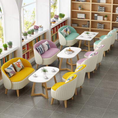 Quán Trà Sữa Sofa Ăn Nhà Hàng Món Tráng Miệng Làm Bánh Thường Đơn Thẻ Đôi Ghế Bộ Bàn Ghế Kết Hợp Cafe