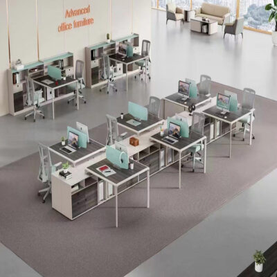 Bàn nhân viên tối giản hiện đại bàn máy tính màn hình ghế bốn người sáu người phân vùng Phòng kết hợp ghế văn phòng