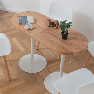 Bắc Âu sáng tạo bàn ăn gỗ đặc bàn hình bầu dục cong sáng tạo quán cà phê đơn giản cửa hàng tráng miệng kết hợp bàn ghế