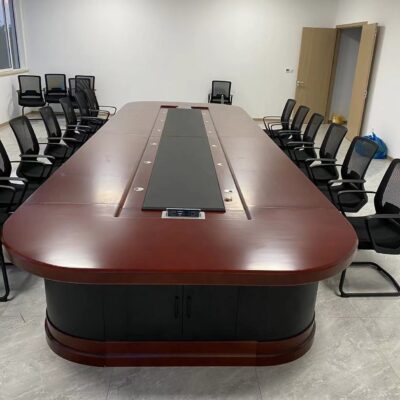 Bán buôn bàn hội nghị lớn bằng gỗ nguyên khối bàn dài bàn văn phòng phòng họp hình bầu dục đàm phán bàn ghế kết hợp