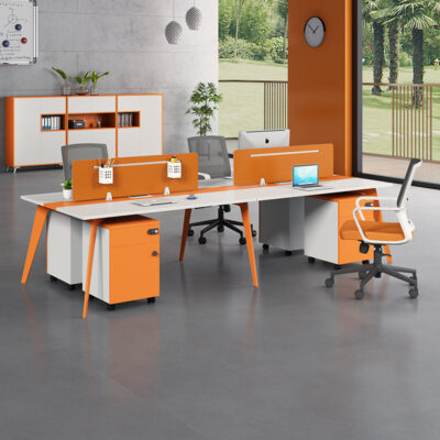 .Bàn Nhân Viên Bàn Văn Phòng Màu Cam Bàn Ghế Nhân Viên Kết Hợp Đơn Giản Hiện Đại 6/2 Bốn 4 Sáu Người Làm Việc