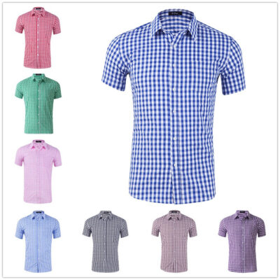 Cung cấp xuất khẩu áo sơ mi nam kẻ sọc nhỏ cotton mới sơ mi nam ngắn tay mẫu tùy chỉnh