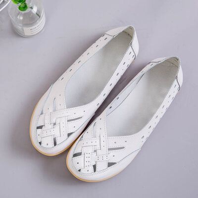 35-46 size lớn tổ chim mùa hè giày nữ đế rỗng gân bò đáy đậu giày nữ trung niên và cao tuổi giày mẹ