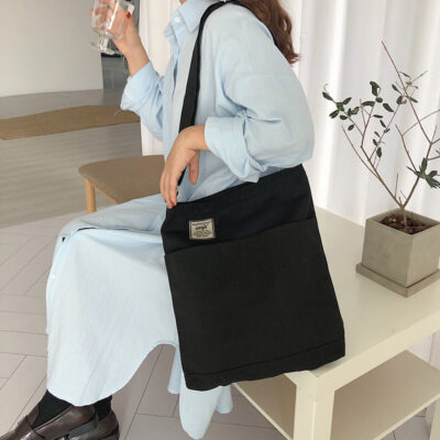 Bán buôn túi vải mới dành cho nữ sinh viên phiên bản Hàn Quốc của Harajuku uIzzang Túi thời trang dành cho nữ của Mori Messenger túi vải lưng đôi