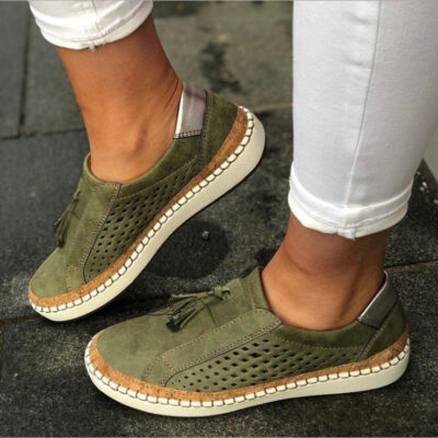 Chúc AliExpress Nữ Giày Slip On Giày Lười Lok Fu Tua Rua Rỗng Giày Đơn