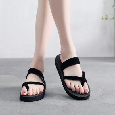 Mùa hè mới dép xỏ ngón dành cho nữ dép xỏ ngón và dép đi trong nhà giày đi biển xỏ ngón cho nữ Xăng đan đế bằng thoải mái