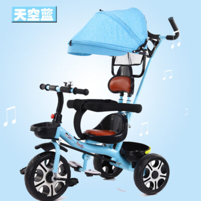Xe đạp ba bánh trẻ em 1-6 tuổi nam nữ kho báu đẩy tay có tán xe đẩy xe đạp một thế hệ