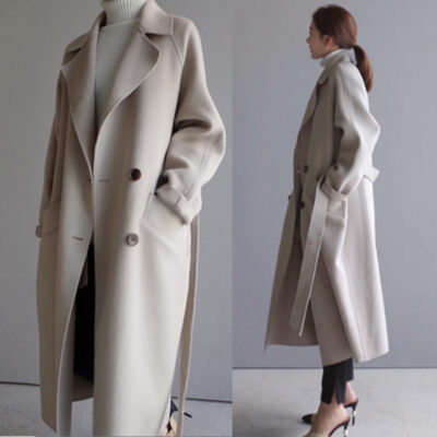 Áo khoác len mùa xuân thu đông 2023 phiên bản Hàn Quốc mới dài quá đầu gối áo khoác len cashmere hai mặt thời trang nữ