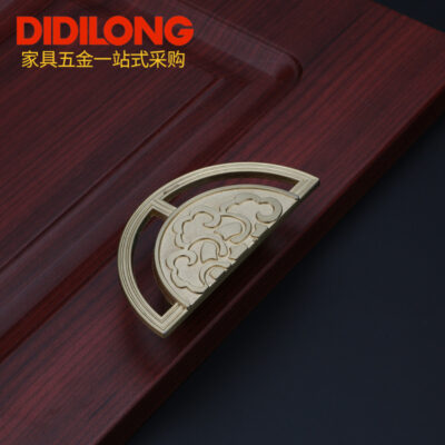 Tay cầm phần cứng mới của Trung Quốc tròn tay cầm bằng đồng ngăn kéo tủ quần áo tay nắm cửa cổ nửa vòng tay cầm bằng đồng nguyên chất