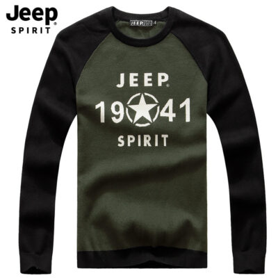 JEEP nam mới thời trang phong cách Hàn Quốc phối màu hợp thời trang thể thao nam áo len cổ tròn tay dài áo len SW0017