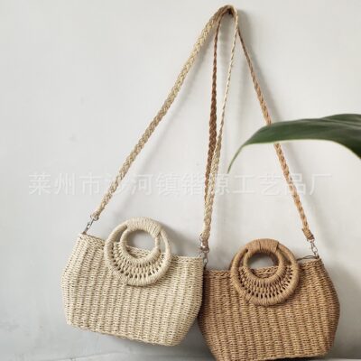 Thời Trang Mới Túi Đeo Vai Ống Hút Túi Dệt Nữ Kỳ Nghỉ Túi Xách Dệt Túi Đi Biển Đeo Chéo Tính Khí Túi Nhỏ