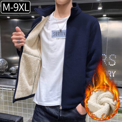 Sherpa Trang Nam Sang Trọng Áo Khoác Dày Áo Khoác Mùa Đông Cực Áo Len Nỉ Plus Mỡ XL Quần Áo Nam