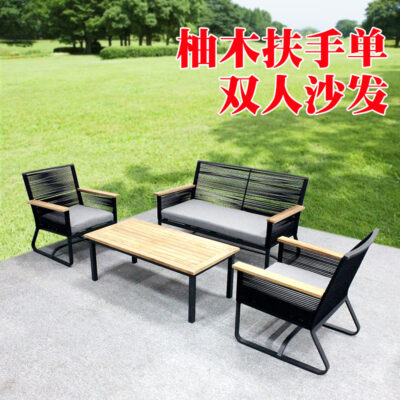 Ghế sofa kết hợp giải trí ngoài trời, đồ nội thất bằng gỗ tếch, ghế sofa đơn và đôi, bàn ghế sân vườn ngoài trời kết hợp