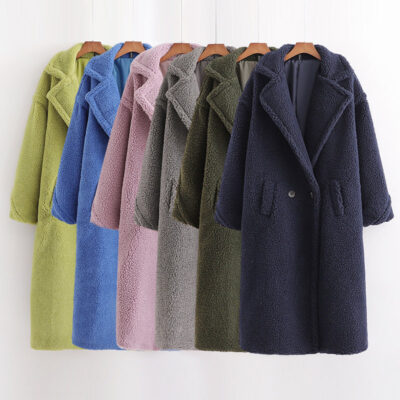 Quần áo cotton xuyên biên giới thu đông nữ lưới đỏ mới Áo khoác len cừu phong cách Âu Mỹ Áo khoác dài trung bình nữ Áo khoác cotton 17 màu