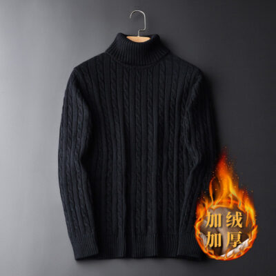 Mùa Đông 2019 Mới Áo Len Nam Mỏng Nửa Cổ Cao Dày Áo Len Dệt Kim Xu Hướng Plus Nhung Đáy Cardigan vk