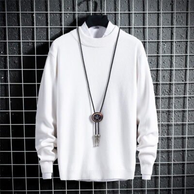 Áo len nam mùa thu đông phổ biến phiên bản Hàn Quốc nửa cổ cao đơn giản xu hướng màu trơn mỏng ấm áp đáy áo len dệt kim