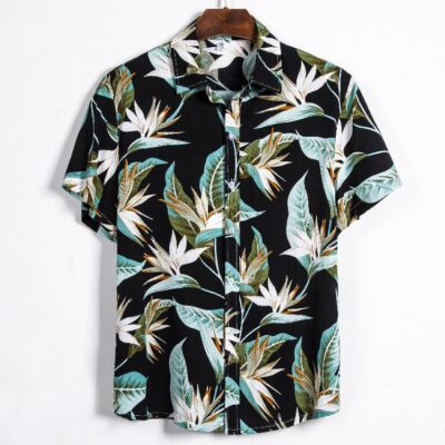 eBay xuất khẩu Đôn Hoàng ngoại thương mùa hè 2022 áo sơ mi hoa ngắn tay nam giản dị xu hướng áo sơ mi thời trang nam