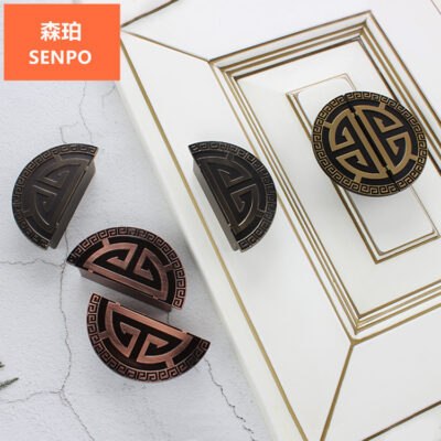Semper Trung Quốc Mới Cổ Tay Cầm Xanh Đồng Hình Bán Nguyệt Tay Cầm Tủ Rượu Tủ Tủ Quần Áo Cửa Tay Cầm Đôi