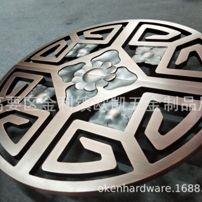 Tay nắm cửa rỗng hình bán nguyệt bằng đồng đỏ tay cầm cổ khách sạn nhà gỗ cửa gỗ cánh phòng thủ công tay cầm