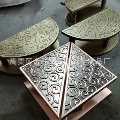 Nhôm khắc phong cách Trung Quốc cửa thời trang hình bán nguyệt đôi tay nắm cửa thủ công hiện đại màu xanh lá cây bằng đồng tay nắm cửa kính