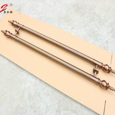 Các nhà sản xuất Quảng Đông xử lý khắc thép không gỉ mạ điện tay cầm màu đồng cặp Tay nắm cửa cửa kính tùy chỉnh