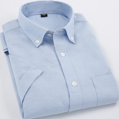 Oxford quay áo sơ mi ngắn tay nam 60% cotton bình thường quần áo nam công sở quần áo của bố áo sơ mi nam mùa hè trung niên kẻ sọc