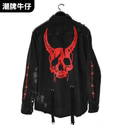 Quần áo nam xuyên biên giới áo khoác nam mùa xuân thương hiệu hợp thời trang Âu Mỹ áo khoác denim đầu lâu cỡ lớn áo khoác hợp thời trang áo khoác ngoài nam
