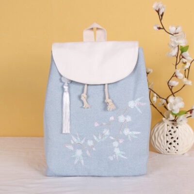 Yunzhiqi Thêu Vải Retro Trung Quốc Phong Cách Dân Tộc Giải Trí Ba Lô Văn Học Nghệ Thuật Hanfu Cổ Ba Lô