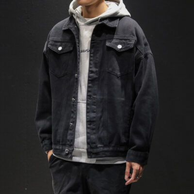 2023 Áo Khoác Denim Nam Xuân Thu Mới Thời Trang Chức Năng Áo Khoác Đen Phiên Bản Hàn Quốc Nhật Bản Bảo Hộ Lao Động Cao Cấp