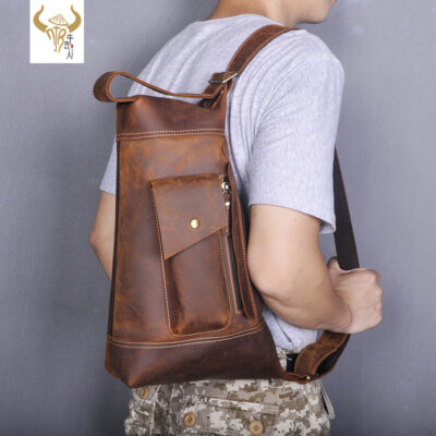 Da Ngựa Da Bò Lớp Trên cùng Châu Âu và Châu Mỹ Nam Máy Tính Bảng 10 Inch Vai Túi Đeo Chéo 2329