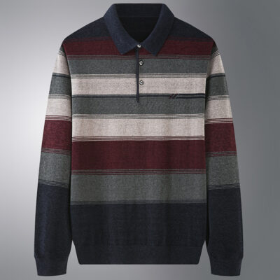 Mùa xuân và mùa thu mới của nam giới bình thường cộng với chất béo cộng với kích thước áo len người đàn ông mập áo thun áo len rộng dài tay đáy áo sơ mi