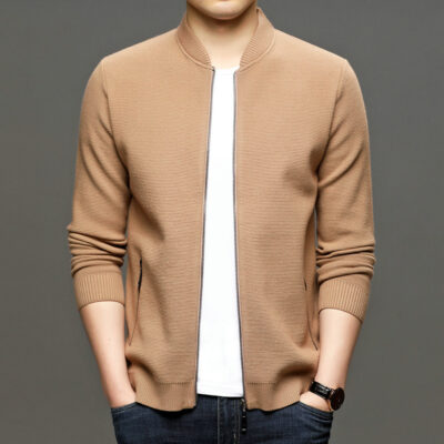 Áo len nam mùa xuân và mùa thu phong cách mới áo len dệt kim nam trung niên và trẻ trung thời trang giản dị áo khoác cổ bóng chày áo khoác xu hướng áo khoác nam