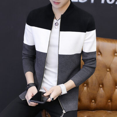 Áo Len Cardigan Nam Thu Đông Mỏng Áo Khoác Ngoài Đáy Áo Sơ Mi Trẻ Bóng Chày Cổ Áo Len Dệt Kim Áo Khoác Nam