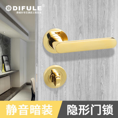 Khóa cửa vô hình hợp kim kẽm một mặt khóa ẩn trong nhà phòng ngủ tối lưỡi đơn cơ khí lockset cơ khí