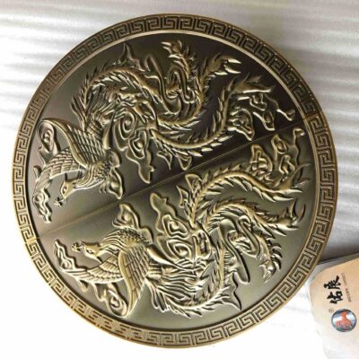 Youzhan tấm nhôm tay cầm lớn hình bán nguyệt kiểu Trung Quốc được chạm khắc bằng đồng màu vàng tay cầm rồng và phượng tay cầm tay nắm cửa cửa gỗ